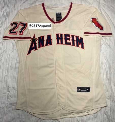 TROUT JERSEY ANGELS #27 SIZE M-3XL ANAHEIM CITY STITCHED CA CREAM MENS Cover