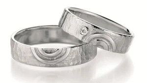 Paar Eheringe Silber mit Diamant Hochzeit- Trau- Partner- Verlobung + Gravur - Bild 1 von 7