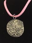 Henry VIII Groat Coin WC45 Fine English Pewter On a 18" Pink Cord Necklace 