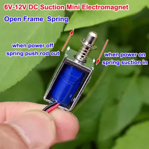 DC 6V-12V Suction Type Spring Rod Micro Electromagnet Solenoid Magnet 5mm Stroke - Picture 1 of 7