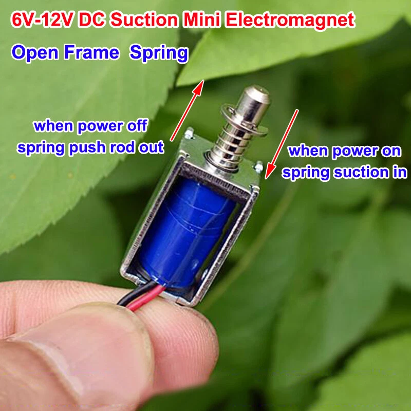 DC 6V-12V Suction Type Spring Rod Micro Electromagnet Solenoid Magnet 5mm Stroke - Image 1 of 4