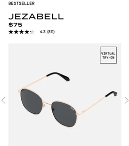 Quay Australia Jezabell Women's Round Sunglasses Black W/gold Rim - Picture 1 of 7