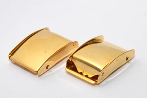 2x Gürtel Klemmschnalle / Schnalle für 25 mm, Metall / Gold, Ratchet Buckle, NOS - Bild 1 von 10