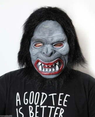 White Hair Green Face Ape Mask Ghost Costume Halloween Party Mask - Image 1 of 2
