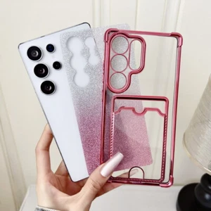 For Samsung S25 S24 Ultra S23 FE A55 A35 A54 A56 Silicone Card Holder Case Cover - Picture 1 of 19