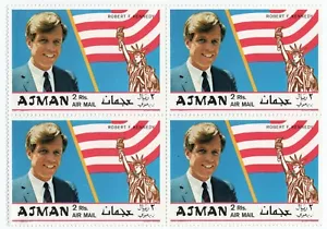 AJMAN BLOCK OF 4 ROBERT F KENNEDY MNH - Picture 1 of 1
