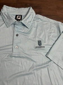 FootJoy Golf Polo Camicia Uomo Grande Stonebriar Blu Piede di Poule Performance - Foto 1 di 6