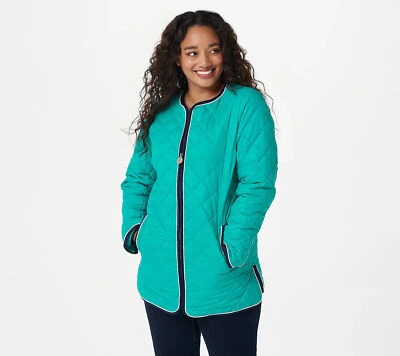 Dennis Basso Quilted Jacket Tropical Jade XS New - Image 1 of 2