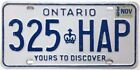 Ontario Canada 1989 Yours To Discover License Plate 325 HAP3