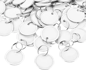 100 Pieces Metal Rimmed Key Tags round Paper Tags with Split Rings (31Mm) - Picture 1 of 8
