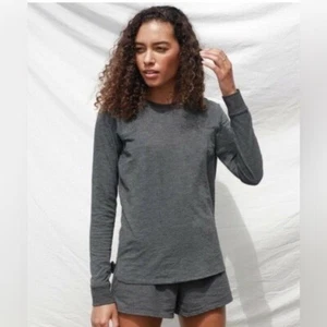 Lunya | Restore Base Long Sleeve Crew Tee in Mercurial Grey Heather Sz L - Picture 1 of 9
