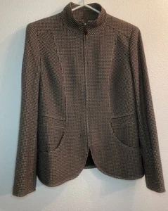 Chaqueta Blazer Carlisle Mujer Marrón y Tostado Cremallera Tweed 12 Lana Cachemira - Imagen 1 de 15