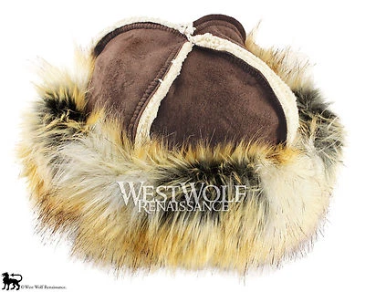 Wild Fox Fur-Trimmed Viking Hat - Faux Fur - Norse/winter/cap/head/larp/medieval - Image 1 of 4