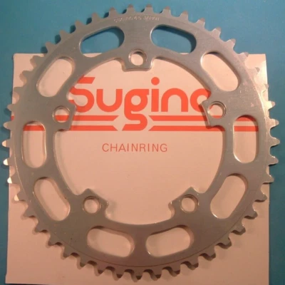 Sugino Japan BMX 45T x110BCD Silver Chainring-NEW / NOS Vintage- W-Cut Teeth - Image 1 of 4