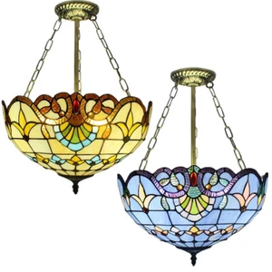 Retro Tiffany Colorful Glass Chandelier Ceiling Light Pendant Lighting Fixtures - Picture 1 of 11