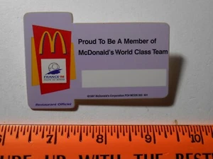 3" McDonalds Pin Back Button 1998 World Cup Soccer name tag - Picture 1 of 2