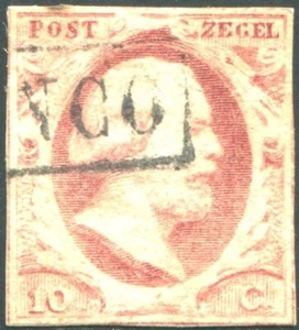 #OLA (03574) Olanda Guglielmo III 10 Cents Rosa Carminio (N°2) Usato - Foto 1 di 1