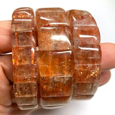 Natural Genuine Sanidine Orange Gold Sunstone Bracelet Bracelets Flat Rectangle - Image 1 of 4