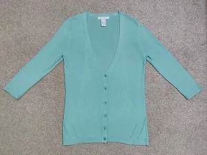 Design History Women’s S V-Neck Long Sleeve Button Down Green Cardigan Sweater - Picture 1 of 7