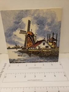 Vintage Dutch Delft Tile Windmill water scene landscape - Picture 1 of 3
