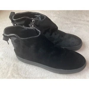 New Zara Women's Sz 7.5 M flatforms Sneakers High top velvet black comfort*Read - Picture 1 of 12