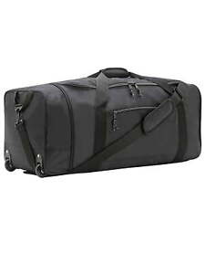32" Wheeled and Compactible Polyester Rolling Duffel Bag, Black