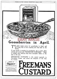 Original 1919 Advert FREEMANS CUSTARD (Gooseberries) (2) Antique Print Ad 732B - Bild 1 von 1