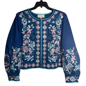 Giacca corta ricamata LA BELLUM HILLARY SCOTT donna XL/1X cobalto multi nuova con etichetta - Foto 1 di 24