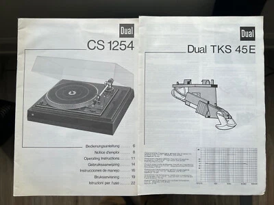 DUAL CS 1254 TURNTABLE & TKS 45E STYLUS MULTILINGUAL OWNER'S MANUALS - Image 1 of 3