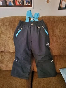 GERRY SNOW SKI SNOWBOARD PANTS BIBS OVERALLS Youth Size XS 5-6 Black Blue - Picture 1 of 4