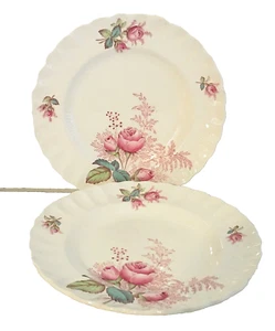 Copeland Spode Dubarry Set 2 Salatteller 7,5" weiß mit rosa Rosen #2391 England - Bild 1 von 4