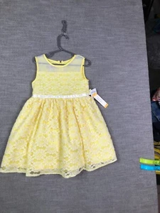 New! Purple Rose Dress Girls 6 Yellow Lace Sleeveless Lined Formal Zip Up Eyelet - Bild 1 von 10