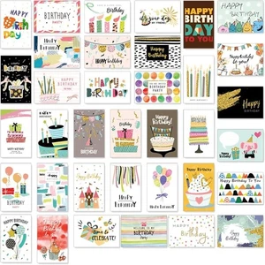 36 Unique Birthday Cards Assortment Large 6x8 Inch with 36 White Envelopes - Picture 1 of 6
