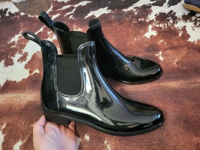 Sam Edelman Tinsley Black Rubber Ankle Rain Boots Glossy Finish Womens 11 - Image 1 of 4