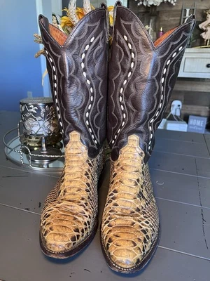 Vintage J Chisholm Water Snake Cowboy Boots 10D Distressed - Image 1 of 4