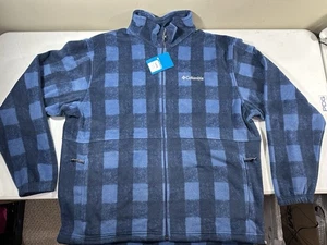 NWT Columbia Zip-Up Men’s Fleece Size XL Blue Plaid - Picture 1 of 7