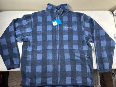 NWT Columbia Zip-Up Men’s Fleece Size XL Blue Plaid - Image 1 of 4
