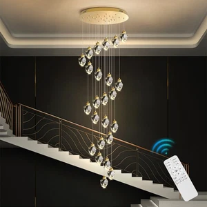 Lámpara de araña de escalera iluminación de hotel lámpara de techo colgante de cristal luces de oficina - Imagen 1 de 25