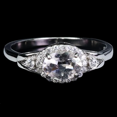 Anillo de plata de ley 925 ovalado morganita 7x5 mm piedras preciosas naturales joyería tamaño 7,5 Foto 1 de 4