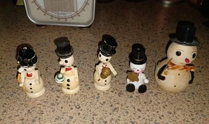 Rare 5 Antique/Vintage Snowman 3- Bobblehead Marked Japan 2- Other Putz?  - Picture 1 of 8