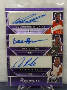 NBA Legends Triple AUTO D. WILKINS D. BROWN N. ROBINSON 2024 Leaf Metal 1/1 !! - Picture 1 of 2