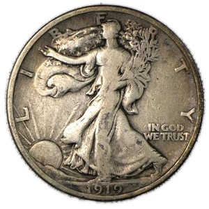 1919-P Walking Liberty Silber Half Dollar Fine FN F/VF+ - Bild 1 von 2
