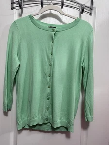 Talbots Pima Cotton Cardigan Sweater Women’s PM Mint Green Classic Preppy EUC - Picture 1 of 17