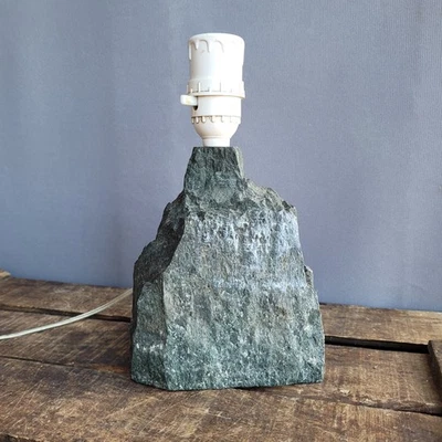Heavy Slate Brutalist Vintage  Stone Table Lamp - Image 1 of 4