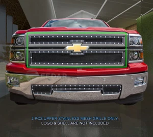 Fedar Fits 14-15 Chevy Silverado 1500 Black Upper Rivet Formed Mesh Grille - Picture 1 of 6