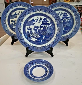 Churchill BLUE WILLOW 3 piatti, 1 piattino tazza, OTTIMO PREZZO!L@@K (Georgiano) - Foto 1 di 8