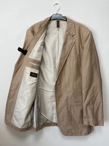 STONES Men's Brown Cotton Striped Blazer Jacket Size 98 EU48 UK38 - Picture 1 of 7