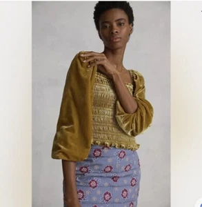NUEVA CON ETIQUETAS ANthropologie $120 Blusa de Terciopelo Mangas Puff Grande - Imagen 1 de 4