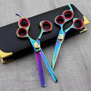 Juego de tijeras de peluquería y adelgazamiento del cabello de titanio 5,5" (14 cm) salón de peluquería - Imagen 1 de 4