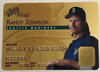1995 RANDY JOHNSON DONRUSS STUDIO GOLD PARALLEL INSERT #48 OF 50 MARINERS - Image 1 of 2